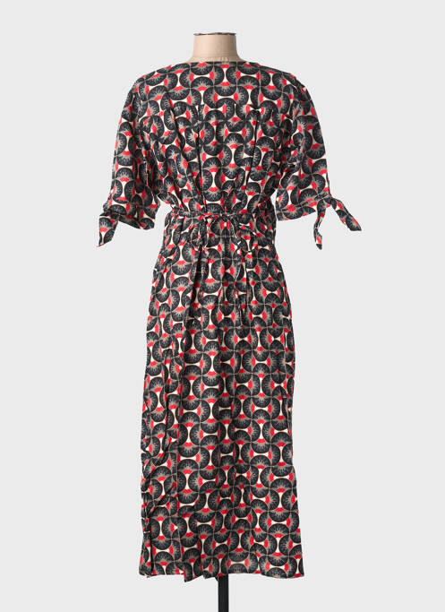 Rochie lungă imprimeu fantezie mâneci scurte negru SINOE BY BAMBOO'S femme