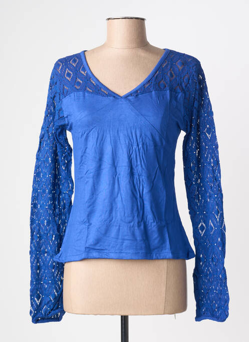 Tricou croială dreaptă mâneci lungi albastru BAMBOO'S femme