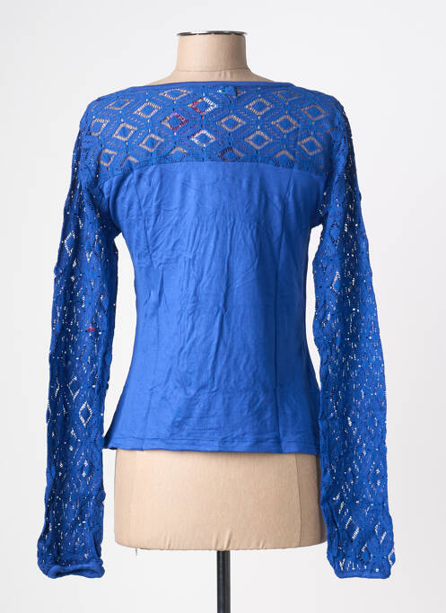 Tricou croială dreaptă mâneci lungi albastru BAMBOO'S femme