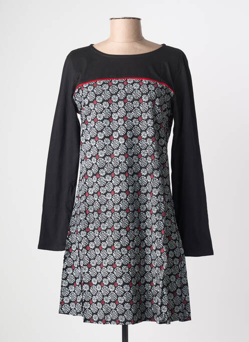 Rochie midi imprimeu fantezie mâneci lungi negru BAMBOO'S femme