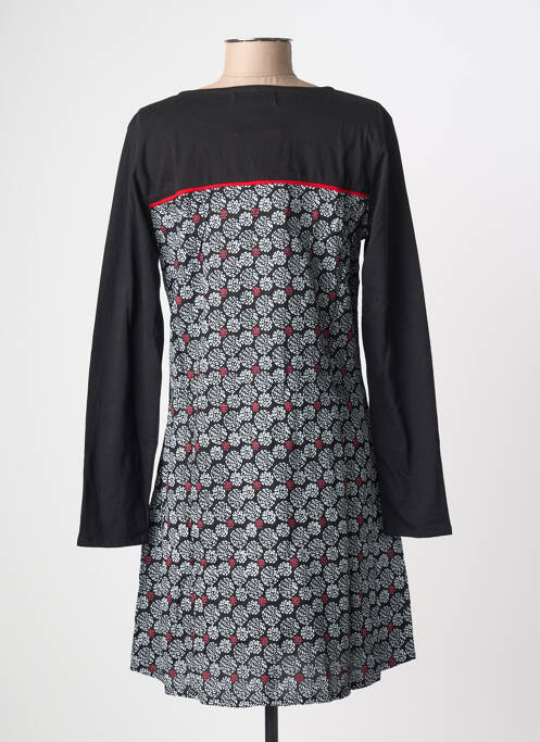 Rochie midi imprimeu fantezie mâneci lungi negru BAMBOO'S femme