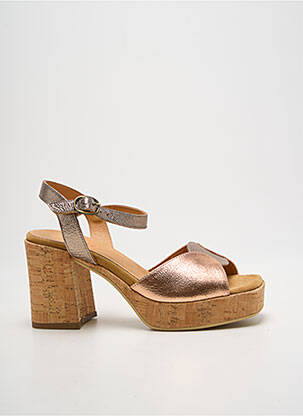 Sandale/pantofi decupați semi compensat toc de 7 la 9 cm roz MINKA DESIGN femeie