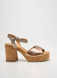Sandale/pantofi decupați semi compensat toc de 7 la 9 cm roz MINKA DESIGN femme