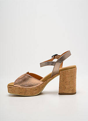Sandale/pantofi decupați semi compensat toc de 7 la 9 cm roz MINKA DESIGN femeie