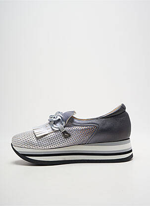 Mocasini material neted toc de 4 la 6 cm argintiu SOFTWAVES femeie