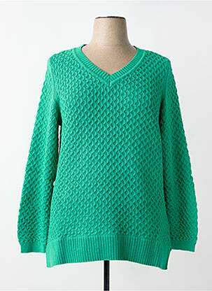 Pulover guler în v mâneci lungi verde SHEEGO femeie