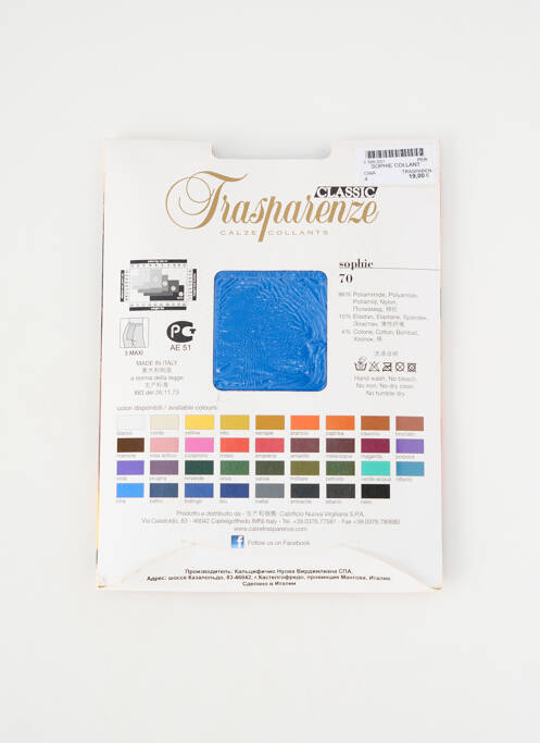 Colanți elasticitate albastru TRASPARENZE femme