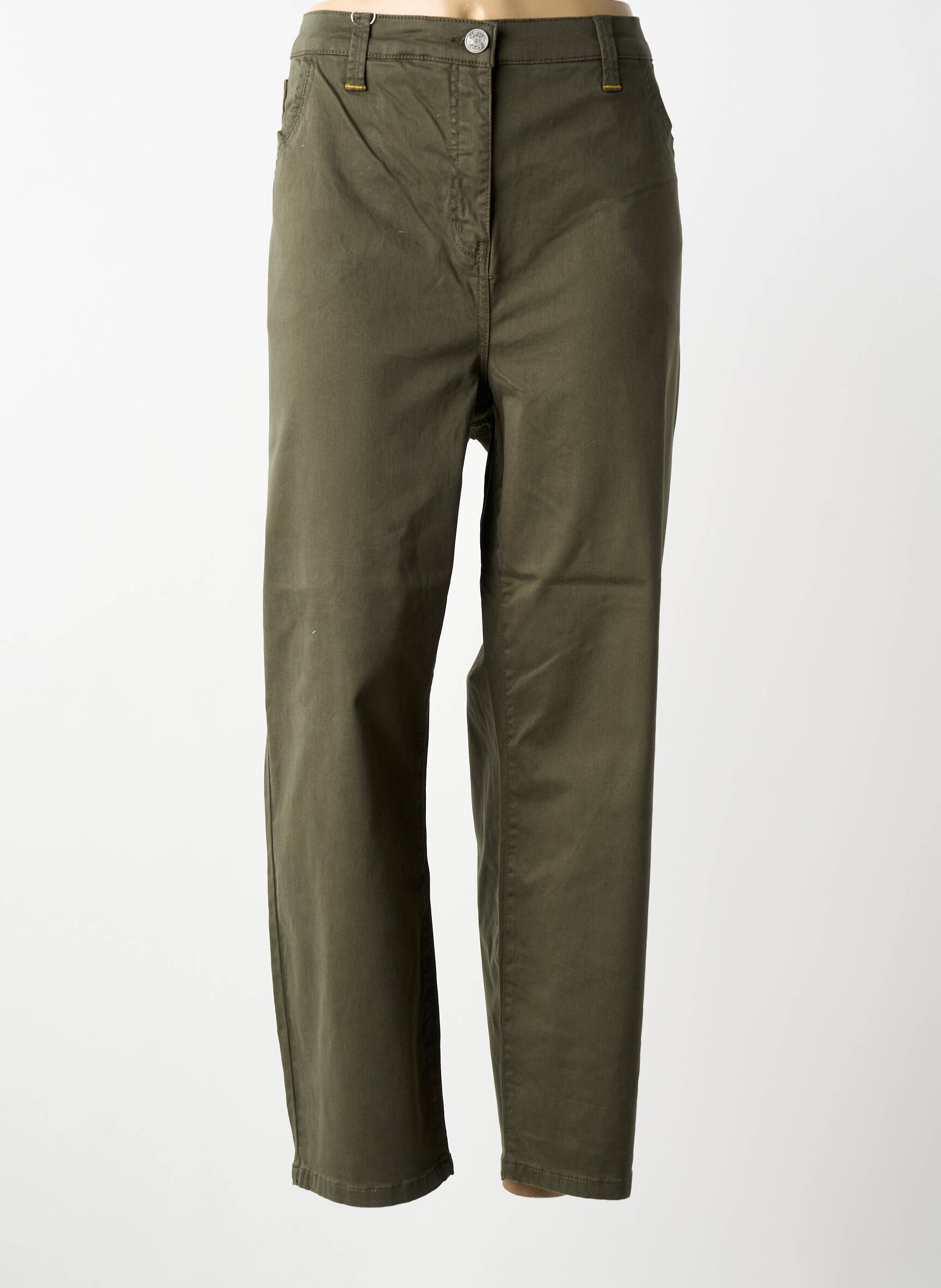 Pantalon slim țesătură poplin mărime normală verde SHEEGO femeie