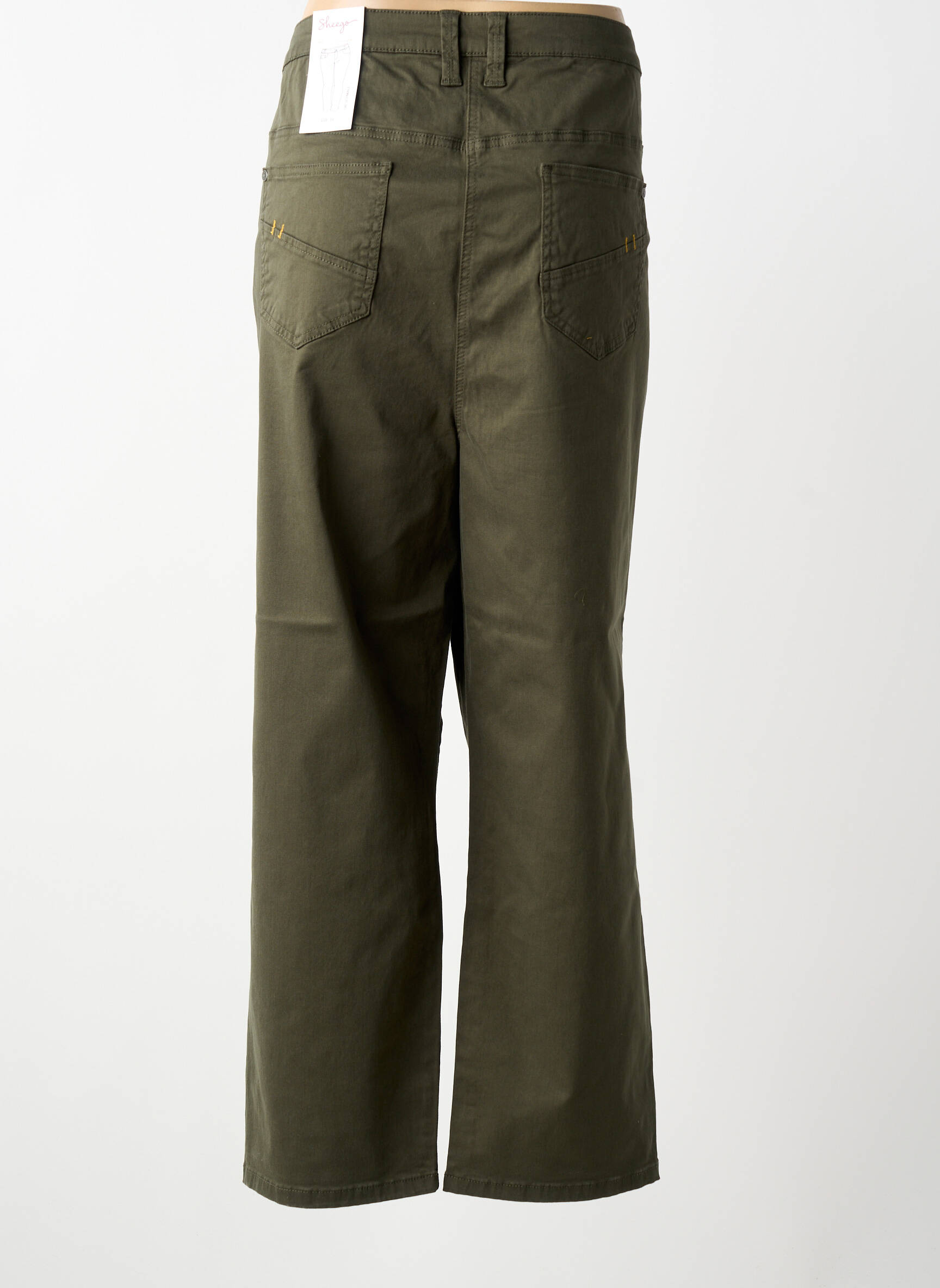 Pantalon slim țesătură poplin mărime normală verde SHEEGO femeie