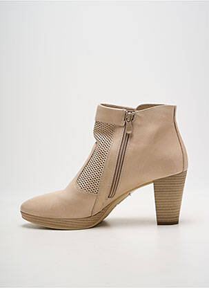 Botine/ghete cubanez toc de 7 la 9 cm bej NERO GIARDINI femeie