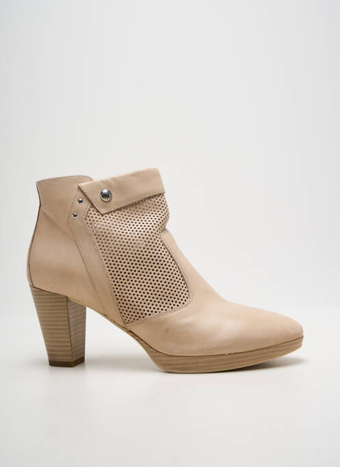 Botine/ghete cubanez toc de 7 la 9 cm bej NERO GIARDINI femme