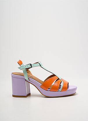 Sandale/pantofi decupați semi compensat toc de 7 la 9 cm portocaliu CASTA femme