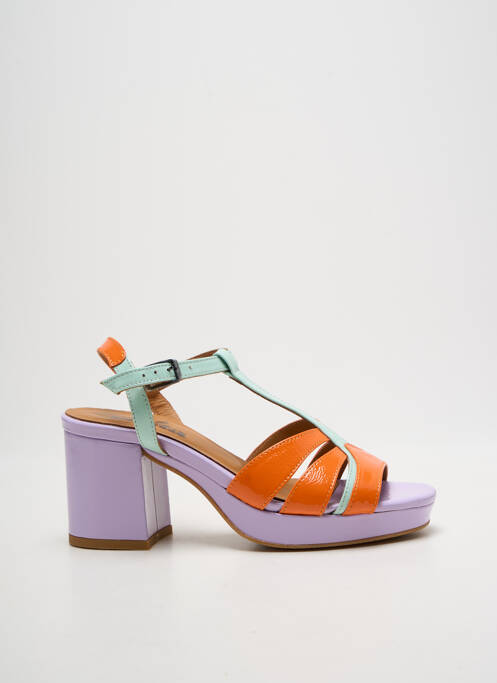 Sandale/pantofi decupați semi compensat toc de 7 la 9 cm portocaliu CASTA femme