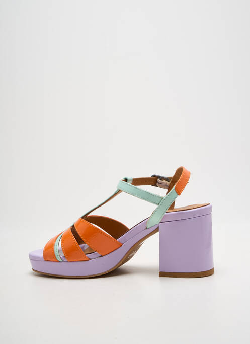 Sandale/pantofi decupați semi compensat toc de 7 la 9 cm portocaliu CASTA femme