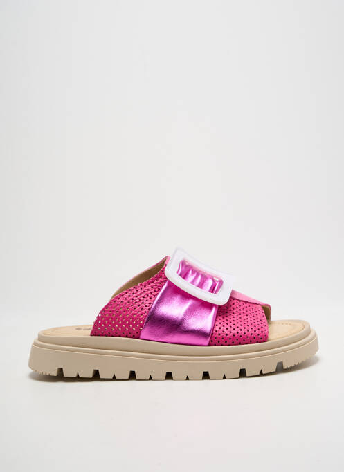 Mulete/saboți vârf deschis toc plat până la 3 cm roz CASTA femme