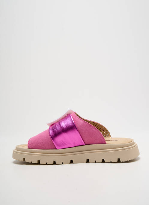 Mulete/saboți vârf deschis toc plat până la 3 cm roz CASTA femme