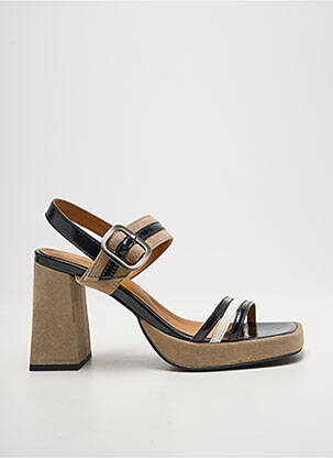 Sandale/pantofi decupați țesătură satinată toc înalt de 10cm și mai mult negru CASTA femme