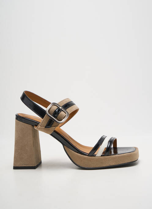 Sandale/pantofi decupați țesătură satinată toc înalt de 10cm și mai mult negru CASTA femme