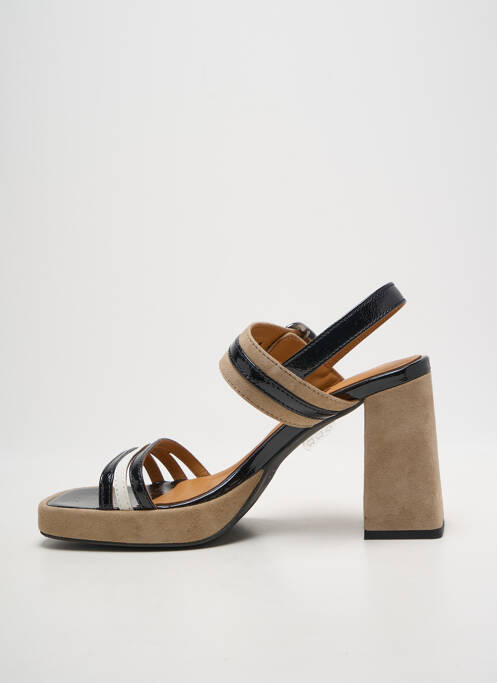 Sandale/pantofi decupați țesătură satinată toc înalt de 10cm și mai mult negru CASTA femme