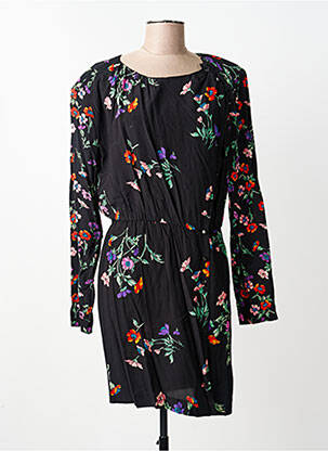 Rochie midi imprimeu floral mâneci lungi negru IDANO femeie