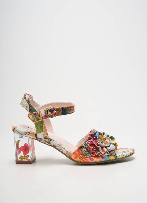 Sandale/pantofi decupați țesătură satinată toc de 7 la 9 cm roșu LAURA VITA femme