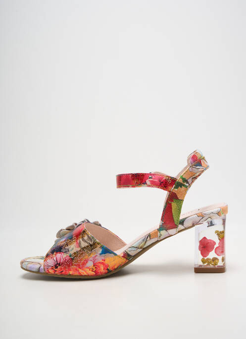 Sandale/pantofi decupați țesătură satinată toc de 7 la 9 cm roșu LAURA VITA femme