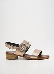 Sandale/pantofi decupați țesătură satinată toc plat până la 3 cm maro PLUMERS femme