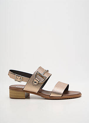 Sandale/pantofi decupați țesătură satinată toc plat până la 3 cm maro PLUMERS femme