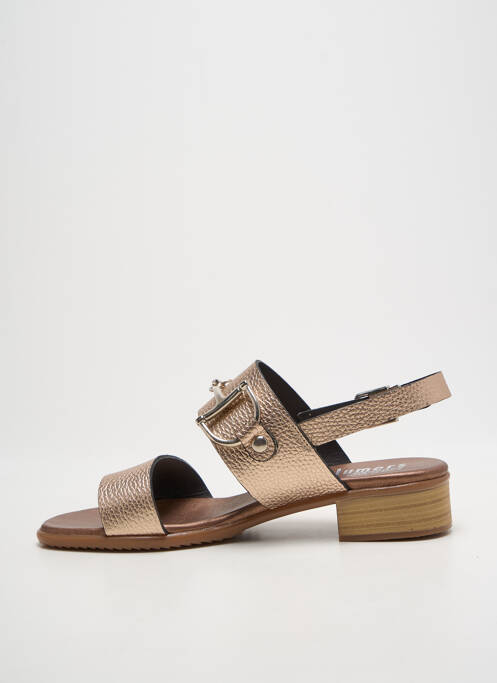 Sandale/pantofi decupați țesătură satinată toc plat până la 3 cm maro PLUMERS femme