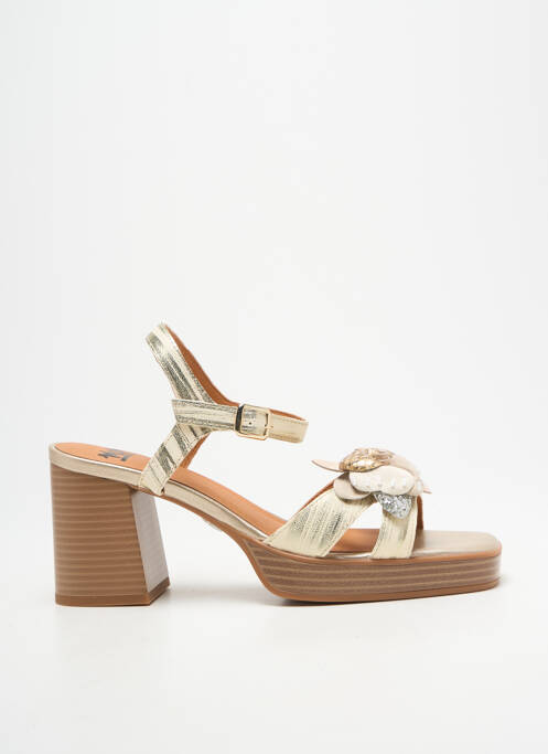 Sandale/pantofi decupați țesătură satinată toc de 7 la 9 cm auriu MAM'ZELLE femme