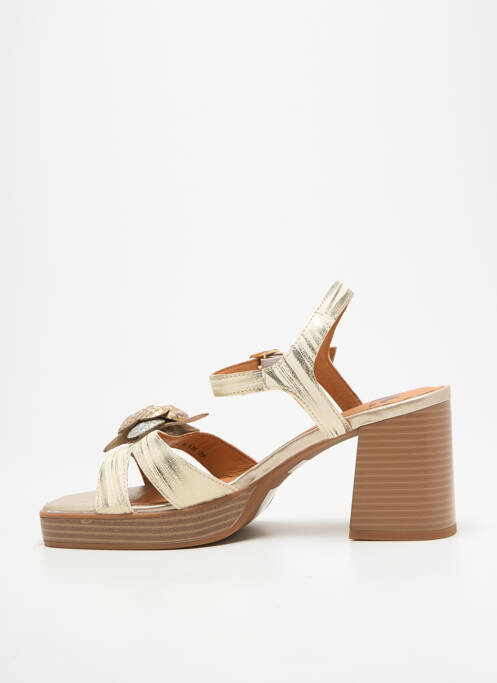 Sandale/pantofi decupați țesătură satinată toc de 7 la 9 cm auriu MAM'ZELLE femme