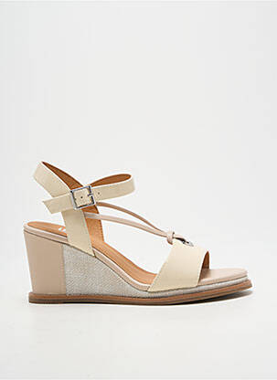 Sandale/pantofi decupați material neted toc de 7 la 9 cm bej FUGITIVE BY FRANCESCO ROSSI femme