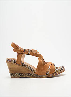 Sandale/pantofi decupați toc platformă toc de 7 la 9 cm maro FUGITIVE BY FRANCESCO ROSSI femme