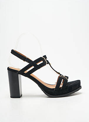 Sandale/pantofi decupați țesătură satinată toc de 7 la 9 cm negru MAM'ZELLE femme