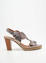 Sandale/pantofi decupați toc pătrat toc de 7 la 9 cm argintiu MAM'ZELLE femme