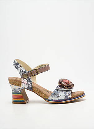 Sandale/pantofi decupați țesătură satinată toc de 7 la 9 cm gri LAURA VITA femme