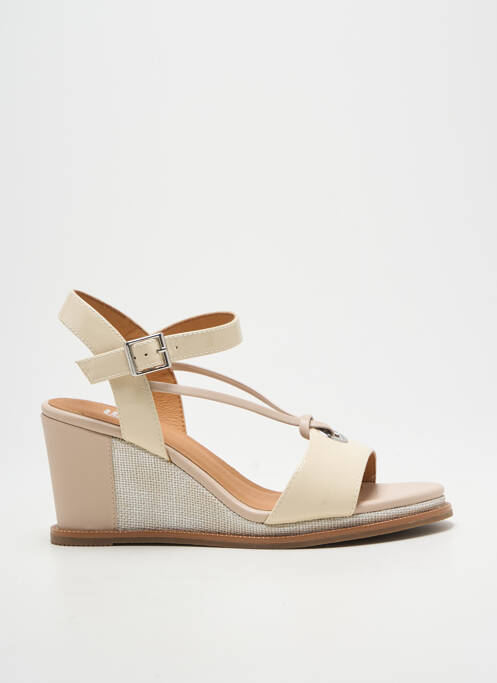 Sandale/pantofi decupați material neted toc de 7 la 9 cm bej FUGITIVE BY FRANCESCO ROSSI femme