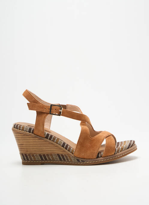 Sandale/pantofi decupați toc platformă toc de 7 la 9 cm maro FUGITIVE BY FRANCESCO ROSSI femme