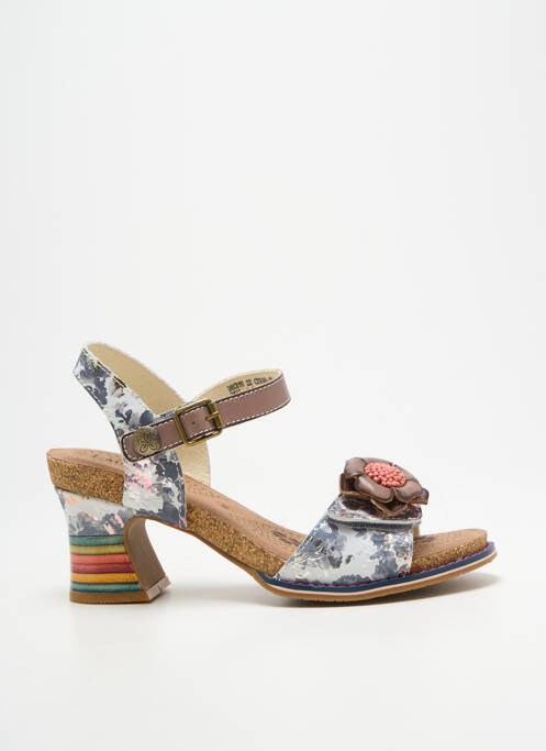 Sandale/pantofi decupați țesătură satinată toc de 7 la 9 cm gri LAURA VITA femme