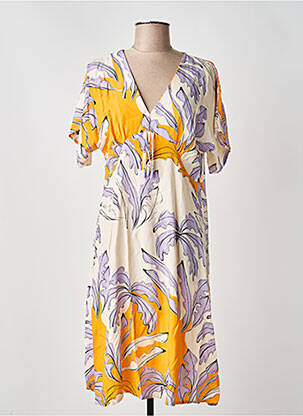 Rochie midi mâneci scurte mâneci scurte galben SCORZZO femeie