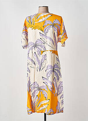 Rochie midi mâneci scurte mâneci scurte galben SCORZZO femeie