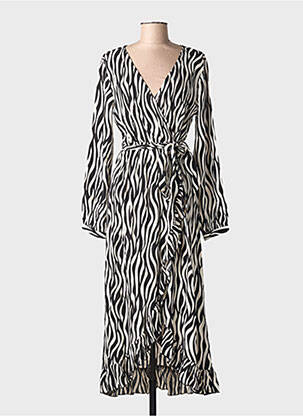 Rochie lungă imprimeu fantezie mâneci lungi negru TIFFOSI femeie