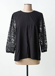 Top guler rotund mâneci 3/4 negru KAFFE femme