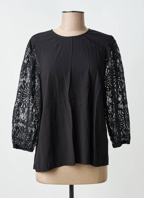Top guler rotund mâneci 3/4 negru KAFFE femme