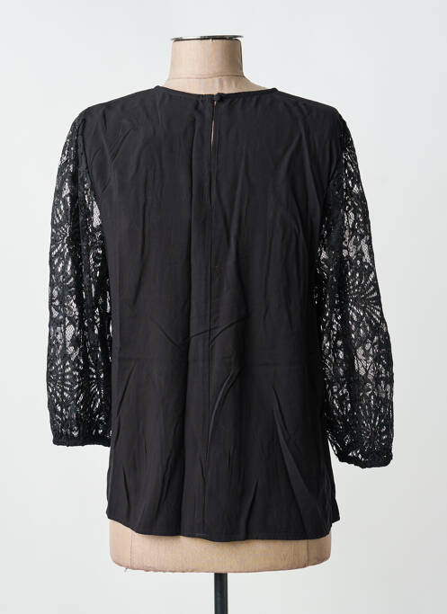 Top guler rotund mâneci 3/4 negru KAFFE femme