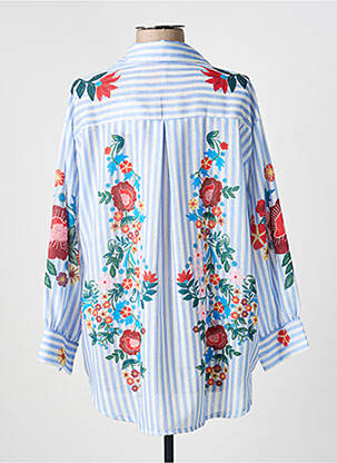 Tunică mâneci lungi guler de bluză albastru APRIL VINTAGE femeie