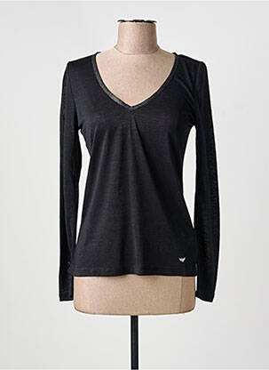 Tricou guler în v mâneci lungi negru LES P'TITES BOMBES femme