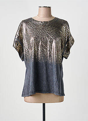 Top elasticitate mâneci scurte gri ADILYNN femme