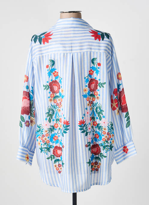 Tunică mâneci lungi guler de bluză albastru APRIL VINTAGE femme