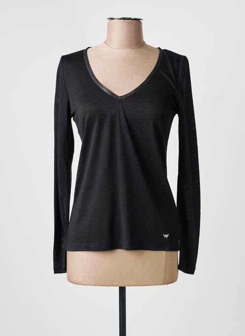 Tricou guler în v mâneci lungi negru LES P'TITES BOMBES femme